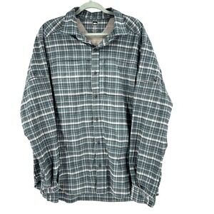 REI Sahara Tech Vented Shirt Men's XL Green Plaid Gorpcore Hiking Outdoor Camp